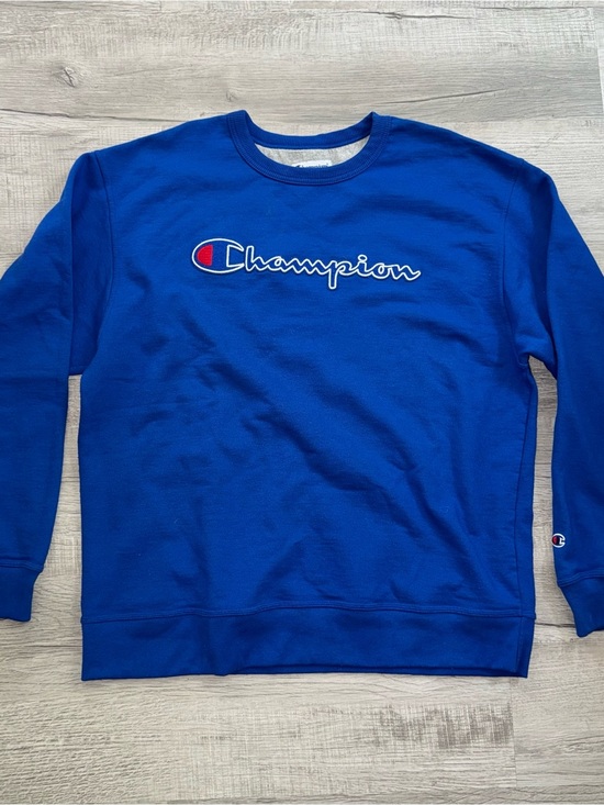 Champion Other - Champion Powerblend Fleece Crew Felt Script Logo Chainstitch GF88H Blue Sz XL